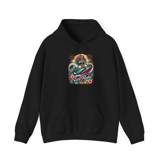 Surfing Skeleton Vintage Hoodie — Retro Beach Skull Surfboard Design